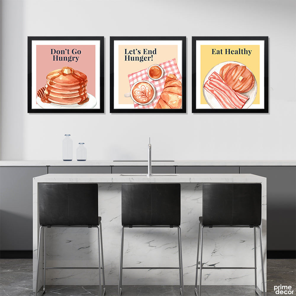 Let's End Hunger Pastel Color Food (3 Panel) Kitchen Wall Art - Prime Décor