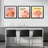 Let's End Hunger Pastel Color Food (3 Panel) Kitchen Wall Art