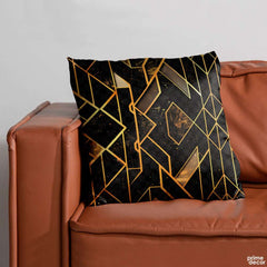 A Black & Gold Diamond Pattern | Abstract Cushion #076 - Prime Décor