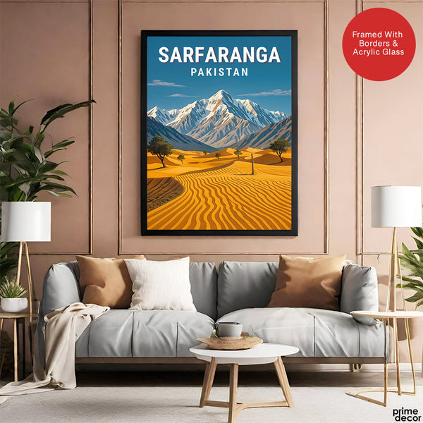 Sarfaranga Cold Desert Northern Pakistan Illustration Poster | Travel Artwork #00770