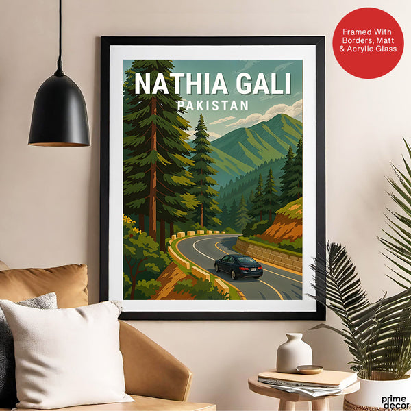 Nathia Gali Northern Pakistan Illustration Poster | Travel Artwork #00771