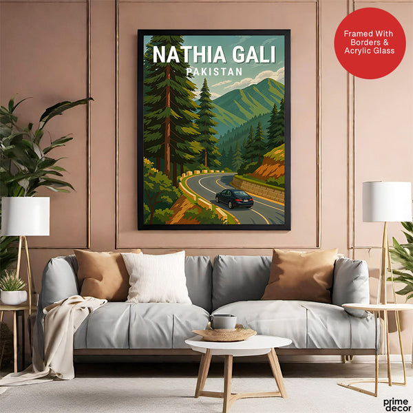 Nathia Gali Northern Pakistan Illustration Poster | Travel Artwork #00771