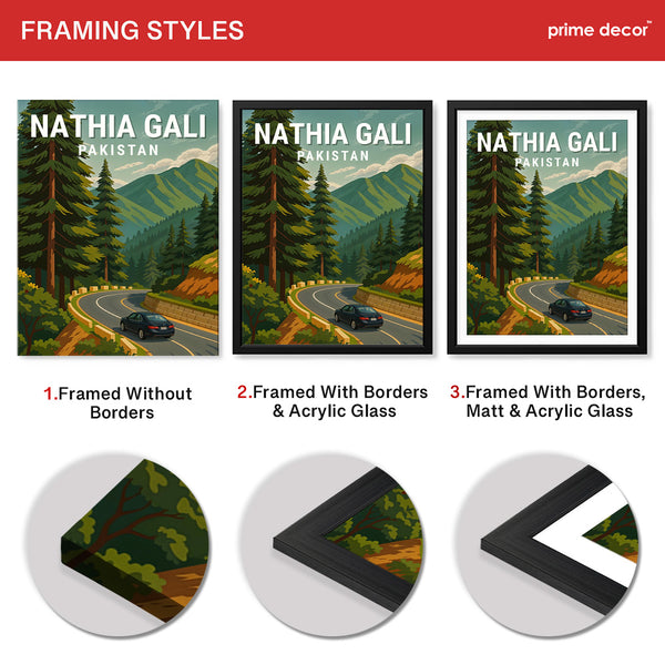 Nathia Gali Northern Pakistan Illustration Poster | Travel Artwork #00771