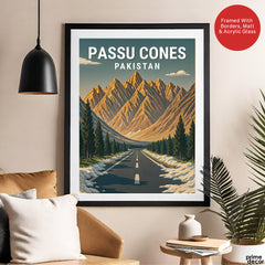 Passu Cones Northern Pakistan Illustration Poster | Travel Artwork #00773