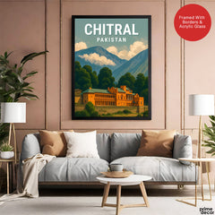 Chitral Northern Pakistan Illustration Poster | Travel Artwork #00774