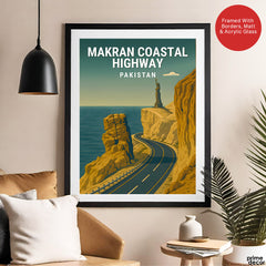 Makran Coastal Highway Pakistan Illustration Poster | Travel Artwork #00776