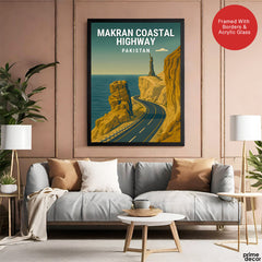 Makran Coastal Highway Pakistan Illustration Poster | Travel Artwork #00776