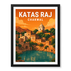Katas Raj Chakwal | Pakistan Heritage Illustration Poster | Travel Artwork #00778
