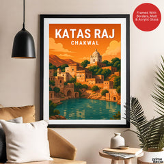 Katas Raj Chakwal | Pakistan Heritage Illustration Poster | Travel Artwork #00778