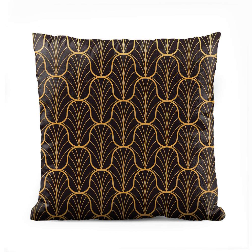 Black & Gold Outline Geometric | Abstract Cushion #077 - Prime Décor