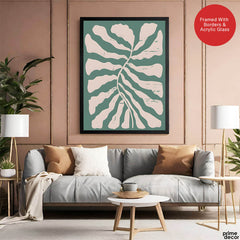 Pastel Pink Abstract Design Over Greenish Background | Abstract Office Artwork #0077 - Prime Décor