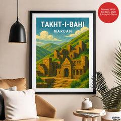 Takht-I-Bahi Mardan | Pakistan Heritage Illustration Poster | Travel Artwork #00781