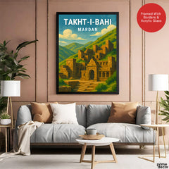 Takht-I-Bahi Mardan | Pakistan Heritage Illustration Poster | Travel Artwork #00781