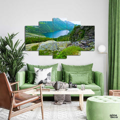 Daytime Greenery & Lake (5 Panel) Nature Wall Art - Prime Décor