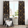 Black & Gold Geometric Outline Pattern | Abstract Curtains #078