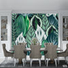 Abstract Beautiful Green & White Leaves Artwork | Floral Wallpaper Mural