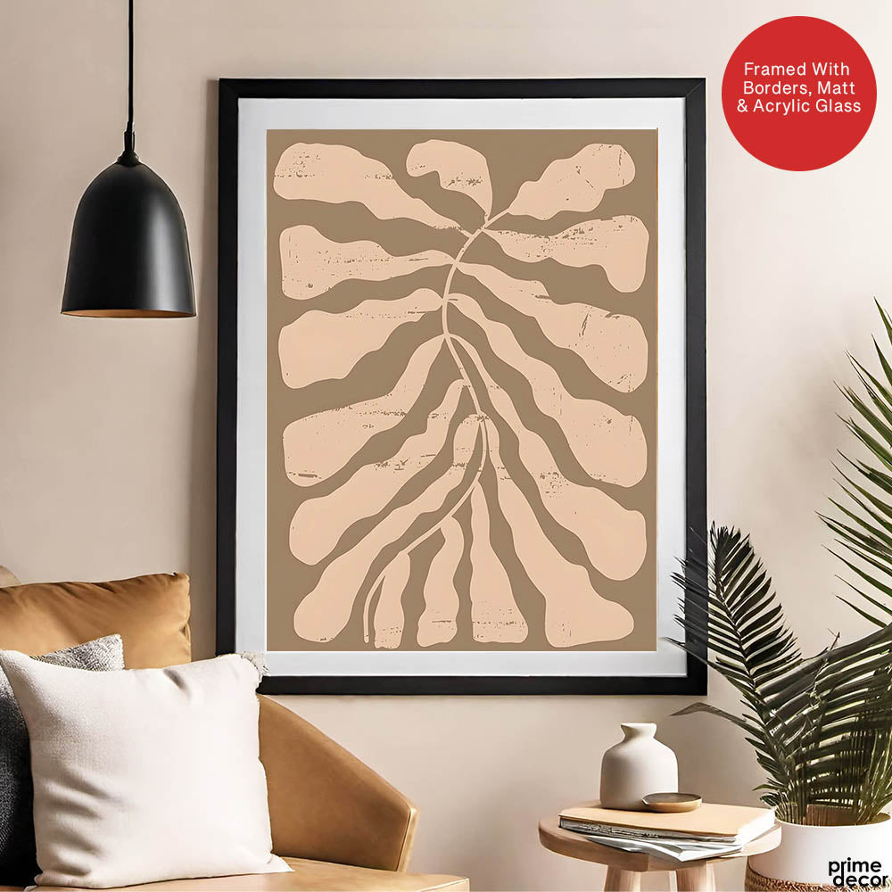 Pastel Pink Abstract Design Over Brown Background | Abstract Office Artwork #0078 - Prime Décor