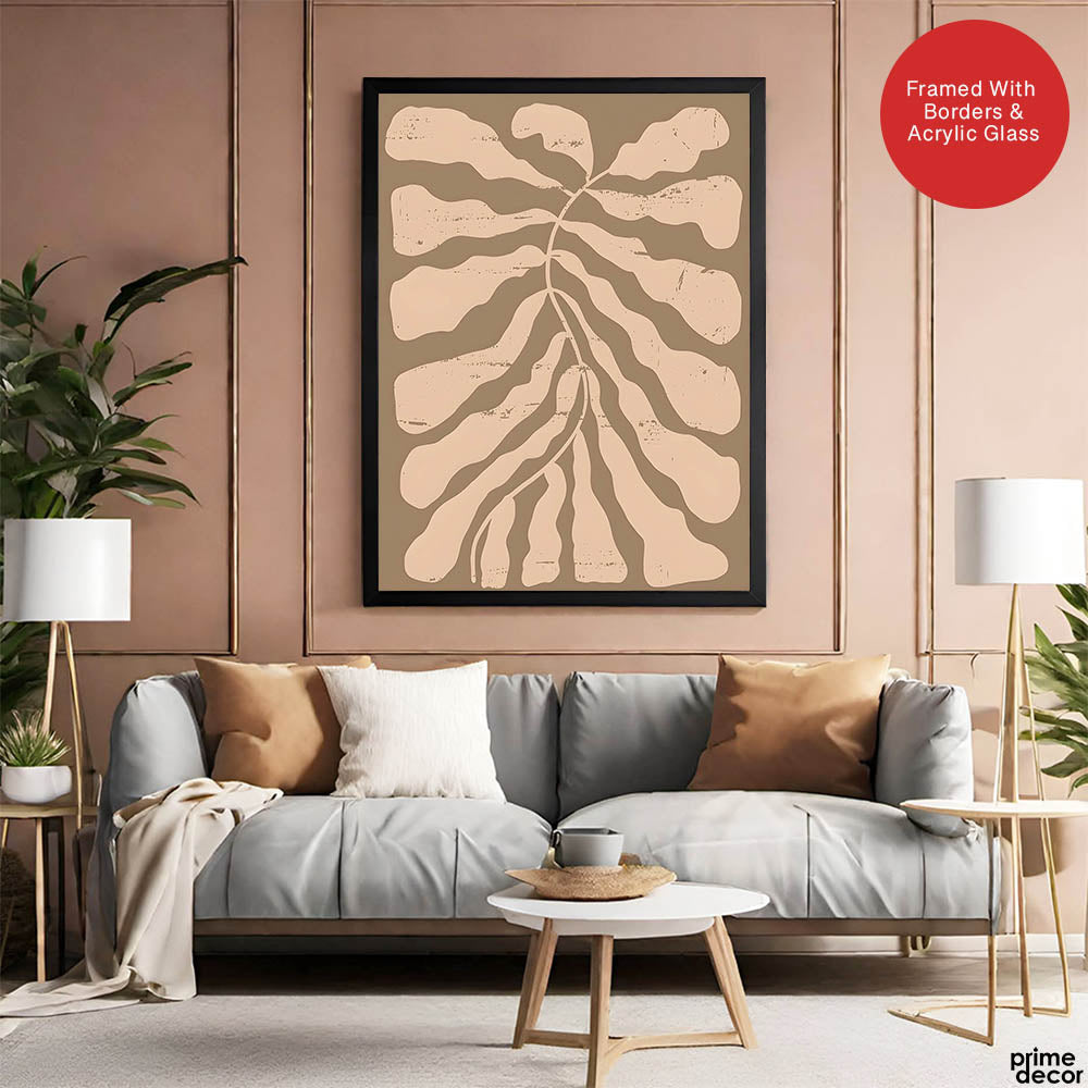 Pastel Pink Abstract Design Over Brown Background | Abstract Office Artwork #0078 - Prime Décor