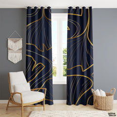 Golden Linear Ginko Leaves | Abstract Curtains #079 - Prime Décor