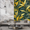 Green & Gold Abstract Beautiful Leaves Artwork | Floral Wallpaper Mural
