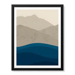 Grey & Blue Mountains Over Sea Abstract Design | Abstract Office Artwork #0079 - Prime Décor
