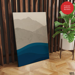 Grey & Blue Mountains Over Sea Abstract Design | Abstract Office Artwork #0079 - Prime Décor