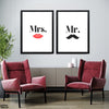 Mr. & Mrs. Typography With Icons (2 Panel) Couple Wall Art