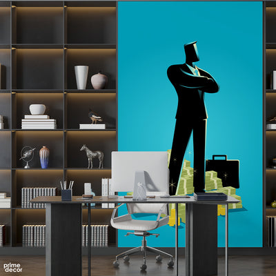 Man In Suit Standing On Money | Office Wallpaper Mural