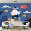 Man With Red Winning Flag In Hand | Office Wallpaper Mural