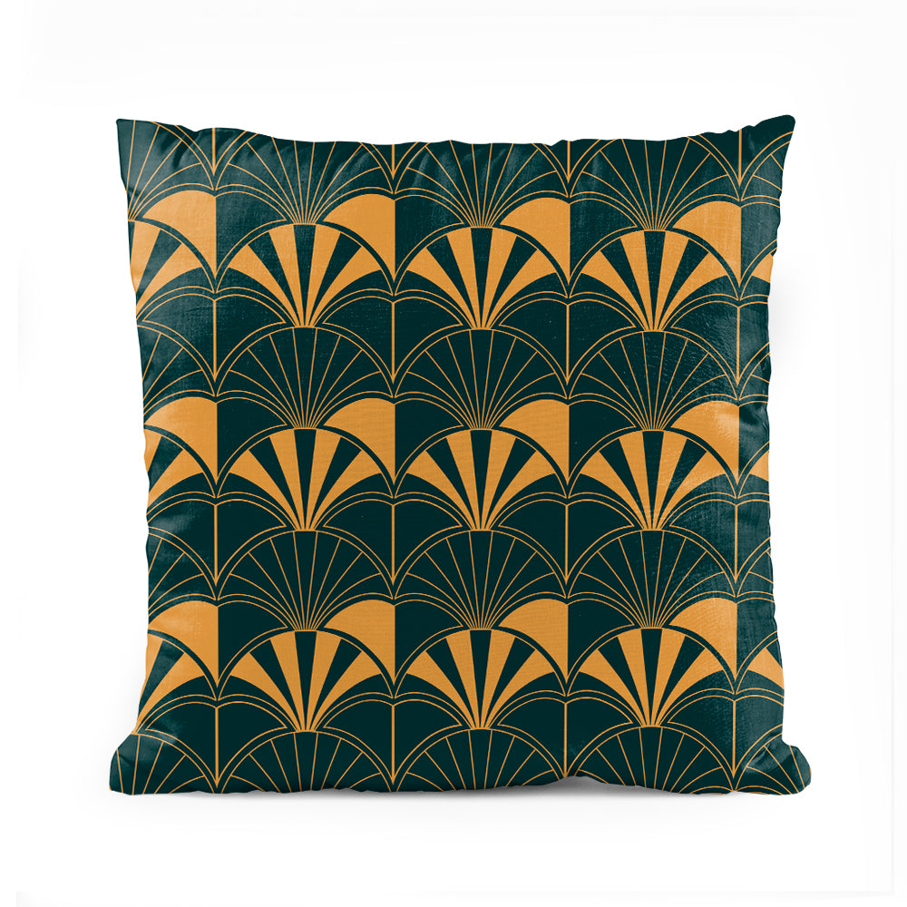 Greek Wave Green & Gold Pattern | Abstract Cushion #081 - Prime Décor