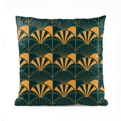 Greek Wave Green & Gold Pattern | Abstract Cushion #081 - Prime Décor