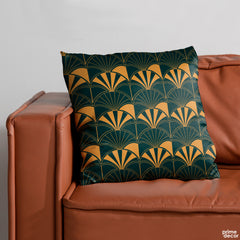 Greek Wave Green & Gold Pattern | Abstract Cushion #081 - Prime Décor