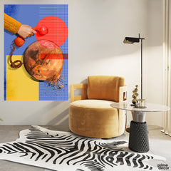 Abstract Orange & Gold Artwork Of Telephone (Single Panel) Fashion Wall Art