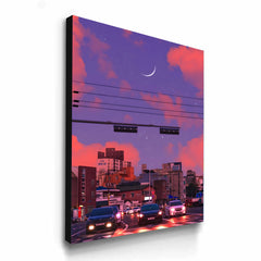 Streetlights Under Pink Sky