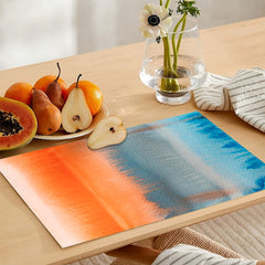 Ivy Blue & Orange Storm Watercolor Style | Table Runner and Placemat Set