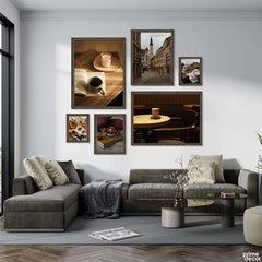 Acadia Brown Coffee Café Tan (6 Panel) Vintage Wall Art