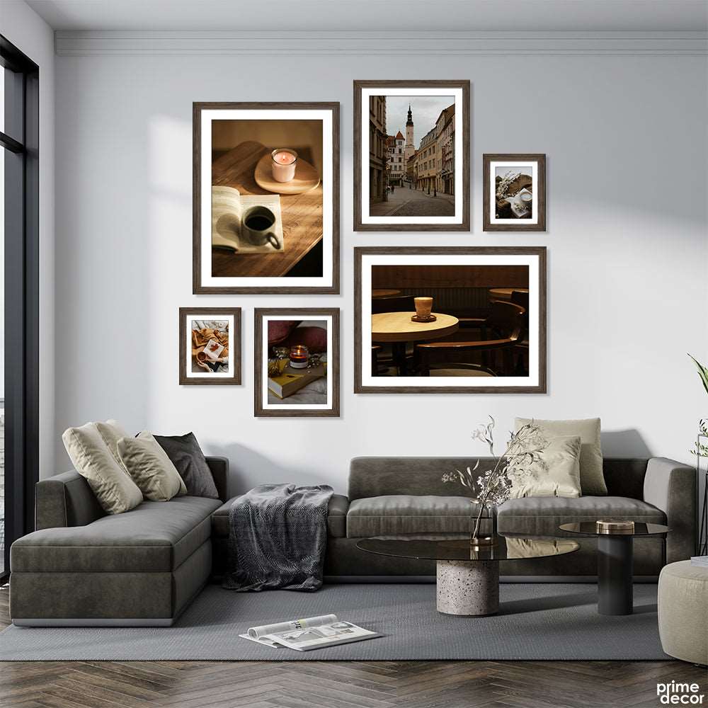 Acadia Brown Coffee Café Tan (6 Panel) Vintage Wall Art - Prime Décor