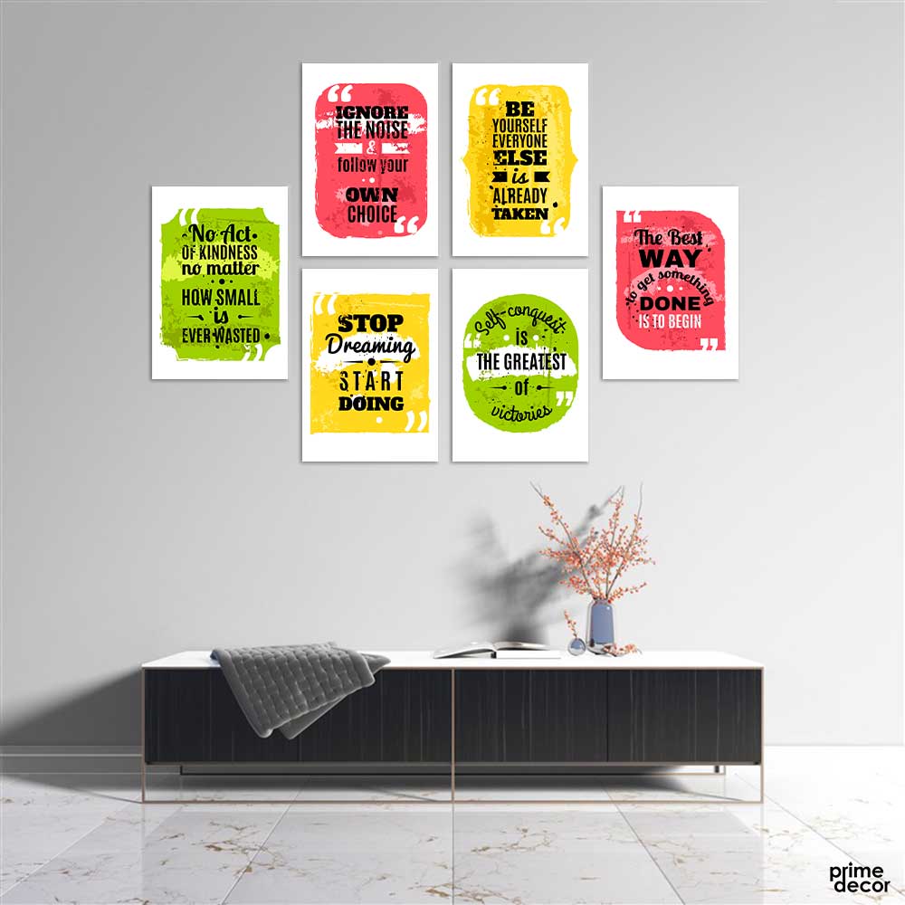 Colored Textured Famous Qoutes (6 Panel) Motivational Wall Art - Prime Décor
