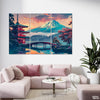 Japanese Red Pagoda With Mount Fuji In Background (3 Panel) Landscape Wall Art