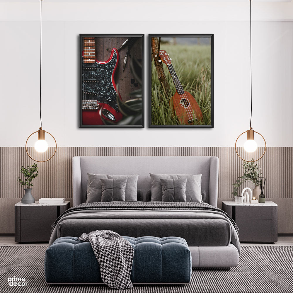 Electric & Acoustic Combination (2 Panel) Music Wall Art - Prime Décor