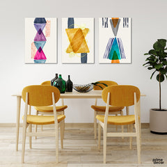 Minimal Abstract Geomatric Shapes (3 Panel) Floral Wall Art - Prime Décor