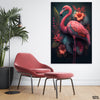 Abstract Colorful Artwork Of A Flamingo With Flowers (Single Panel) Nature Wall Art