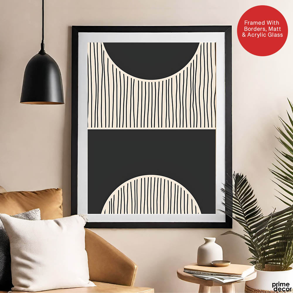 Black Line Art Over Black & White Background | Abstract Office Artwork #0091 - Prime Décor