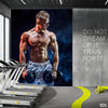 Muscular Man Holding Dumbbells Neon Smoke Style | Gym Wallpaper Mural