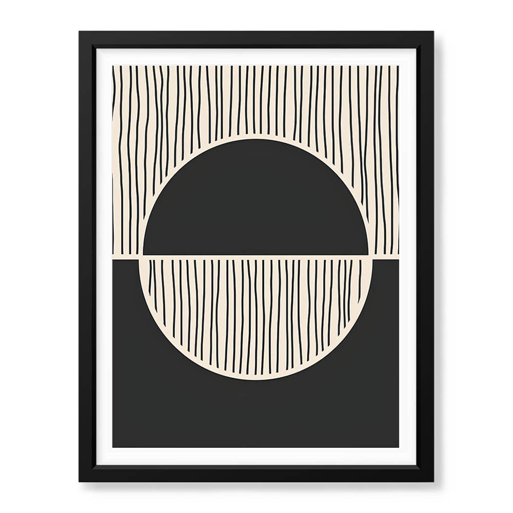 Black Line Art Over Black & White Background | Abstract Office Artwork #0093 - Prime Décor