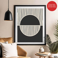 Black Line Art Over Black & White Background | Abstract Office Artwork #0093 - Prime Décor
