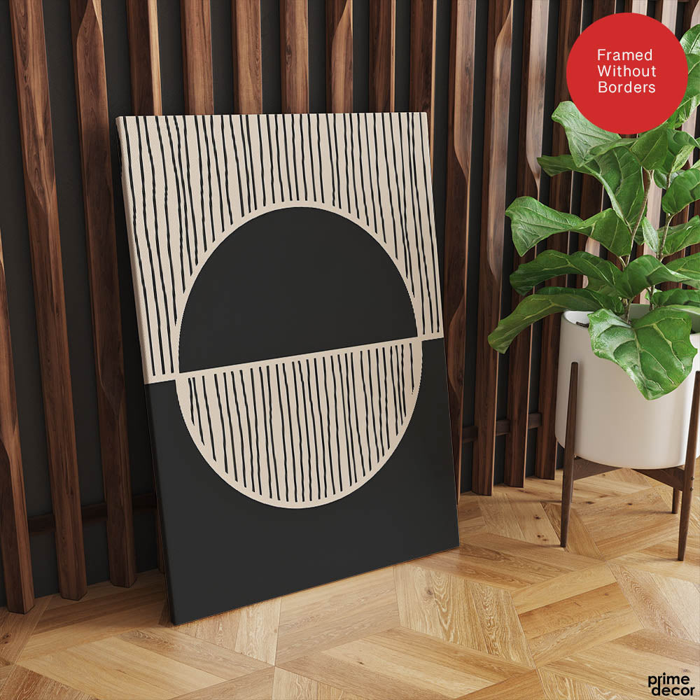 Black Line Art Over Black & White Background | Abstract Office Artwork #0093 - Prime Décor