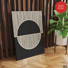 Black Line Art Over Black & White Background | Abstract Office Artwork #0093 - Prime Décor