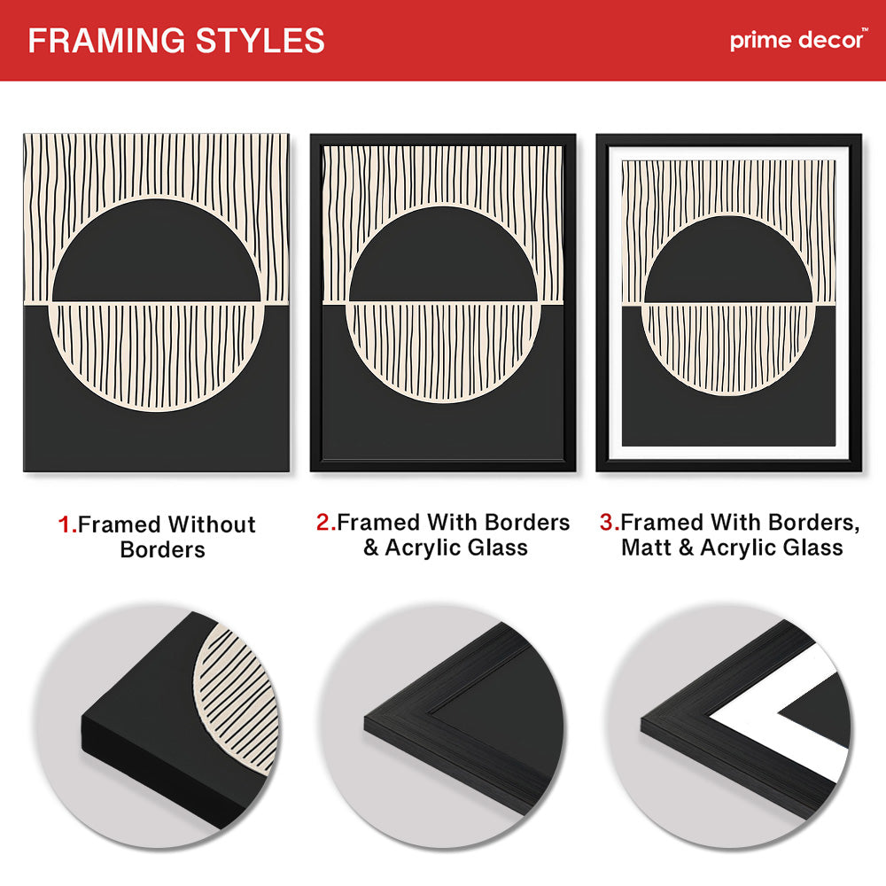 Black Line Art Over Black & White Background | Abstract Office Artwork #0093 - Prime Décor