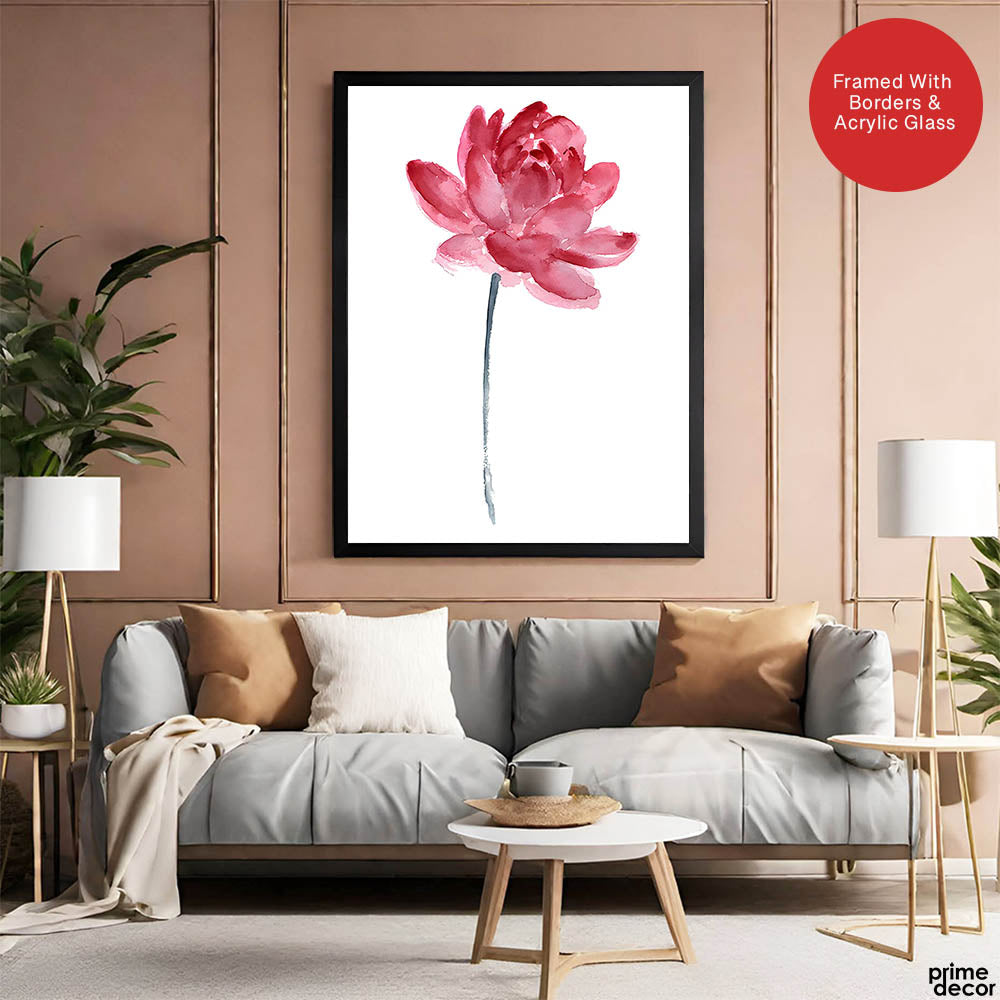 Beautiful Red Flower Paint Design Over White Background | Abstract Floral Artwork #0095 - Prime Décor
